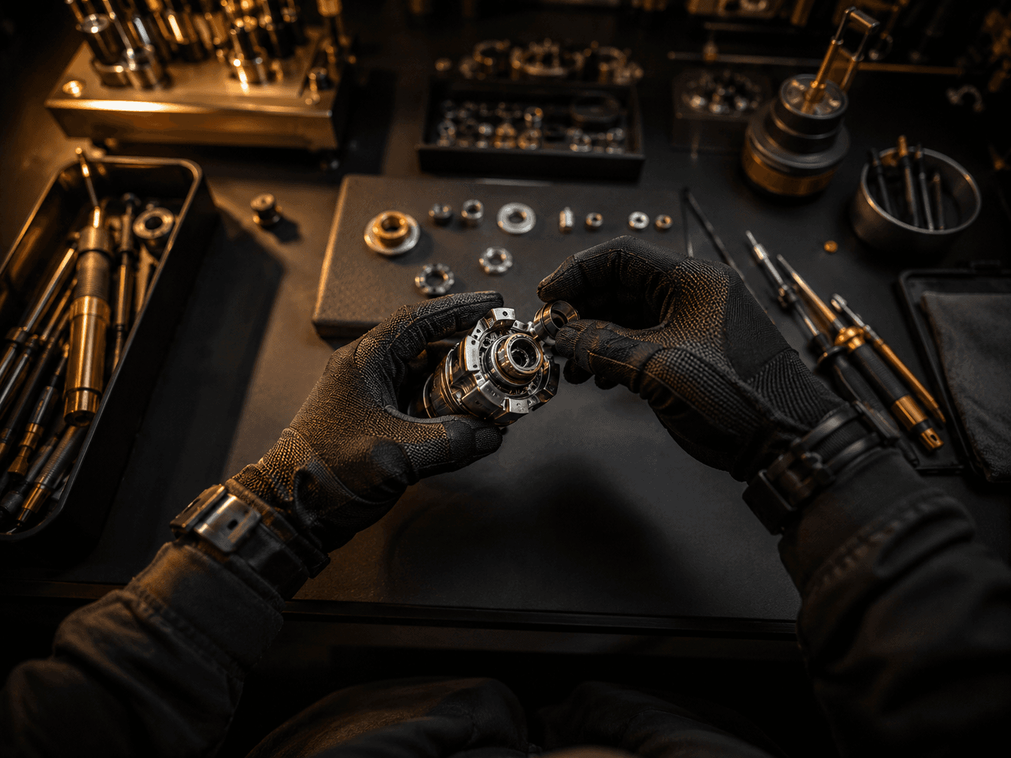 First-person, hands-only point-of-view of a worker performing a task