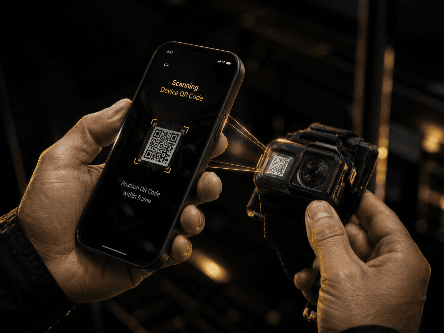 Employee scanning a QR code to start a shift